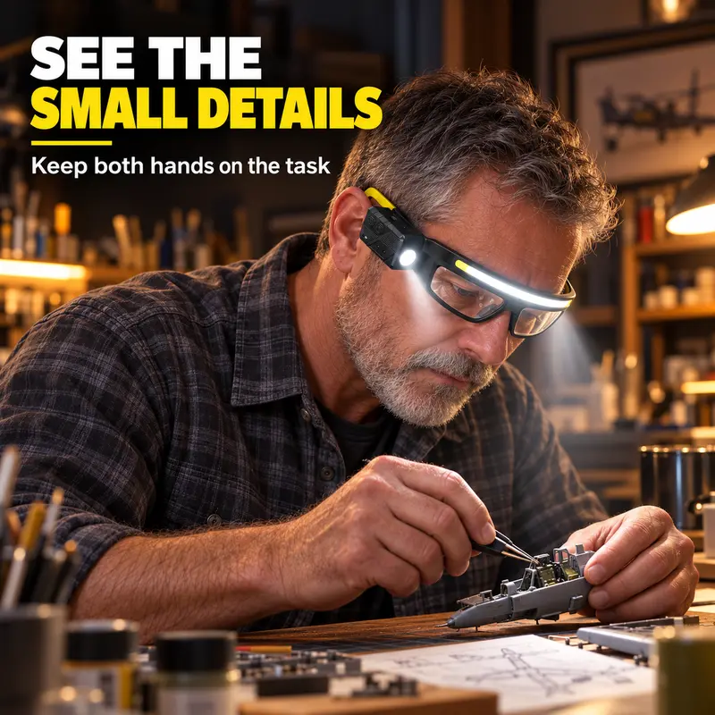 USB-C Rechargeable LED Work Light Glasses with COB Floodlight ...