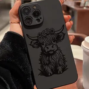 Highland Cow Pattern Phone Case Compatible with All iPhone Models 17-11 XS XR X Pro Pro Max , Durable Shockproof Protector, Adorable Animal Design Phone Cover for Teen Girls