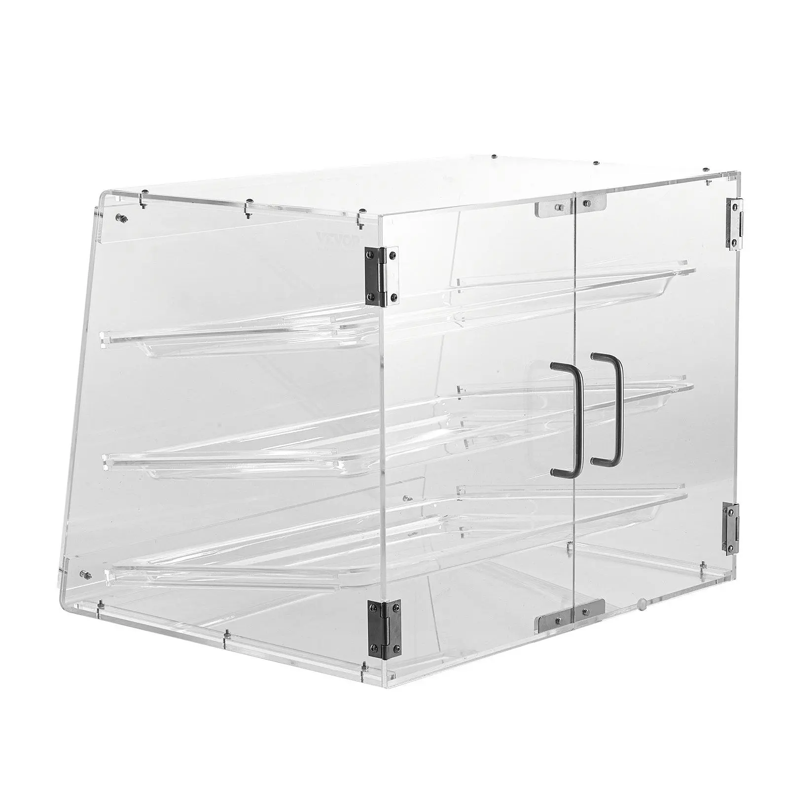 Pastry Display Case, 3-Tier Commercial Countertop Bakery Display Case, Acrylic Display Box with Rear Door Access & Removable Shelves, Keep Fresh for Donut Bagels Cake Cookie, 20.7"x17"x16.3"