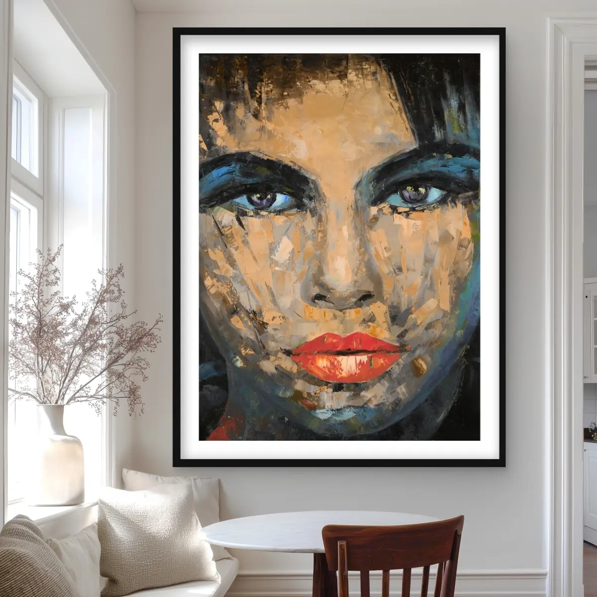 212 MAIN Framed Abstract Female Portrait Print - 36x48 in. Bold Color, Bold Line Artistic Modern Wall Artwork, Contemporary Framed Home Decoration, Modern Abstract Art Posters & Prints, Abstract Art Home Decor