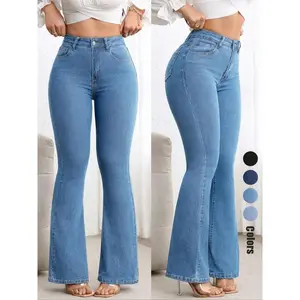 Women's slim fit elastic flared pants, multi colored, fashionable, elegant and comfortable design, casual wear, suitable for all seasons, high waist, button front