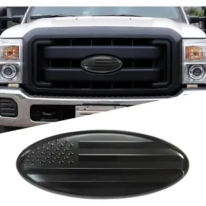 Front Grille Tailgate Car Emblem, 9 Inch American Flag Overlay Emblem, Rear Tailgate American Flag Emblem Badge, Car Exterior Accessories Overlay Tailgate Metal Emblem Suitable for Ford F150 F250