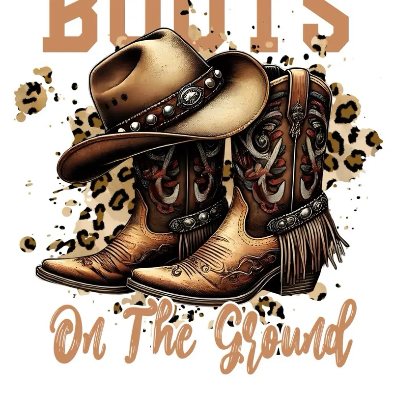 Boots on the ground black and gold print