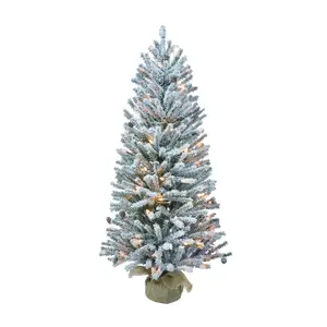 Puleo Pre-Lit 3' Flocked Fir Artificial Christmas Tree