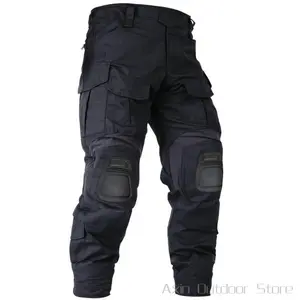 Men'S Outdoor Tactical Pants (with Knee Pads) Camouflage Overalls Waterproof Hiking Pants No Belt