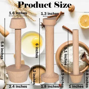 3 Pieces Wooden Tart Tamper Set, Double Side Pie Pastry Dough Tamper, Egg Tart Pan Mold DIY Cake Pastry Baking Tool for Mini Egg Tart, Cheesecakes, Pasta and Dessert Baking