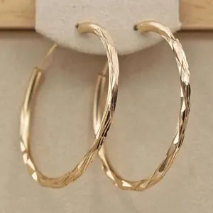 2026  Eternity Women's Hoop Earrings Metal 18K Gold Color Exquisite Texture Circle Earrings Versatile Classic Jewelrysummerwins