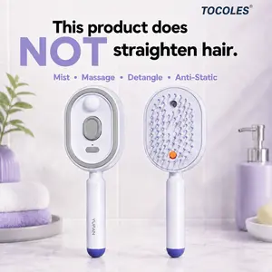 Electric Spray Air Cushion Massage Comb – Self-Cleaning, Anti-Tangle, Anti-Static, Volumizing Hair Brush with Essential Oil Mist Aromatherapy for Hair Care