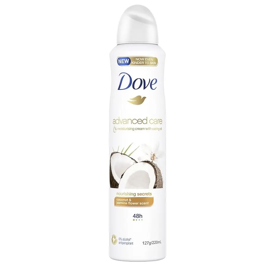 4 Pack Dove Advanced Care Antiperspirant Aerosol Deodorant Nourishing Secrets Coconut & Jasmine 220mL 4 Pack Dove Advanced Care Antiperspirant Aerosol Deodorant Nourishing Secrets Coconut & Jasmine 220mL