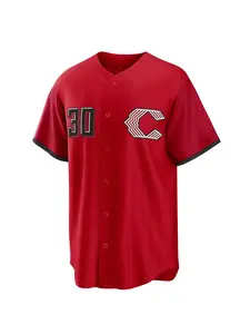 Men's Baseball Jersey 30 Vintage Embroidered Casual Training T-Shirt, Sporty V-Neck Short Sleeve, All Seasons Loose-Fit Long Clothing