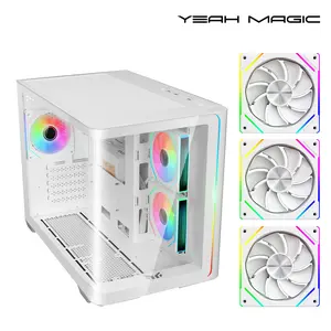 YEAH MAGIC Biforst Mid-Tower PC Gaming Case, High-Airflow,ARGB light strip, Sturdy One-piece curved curved glass,With 3 RGB fans,Gaming Computer Case for Micro-ATX/ITX Motherboard pc case