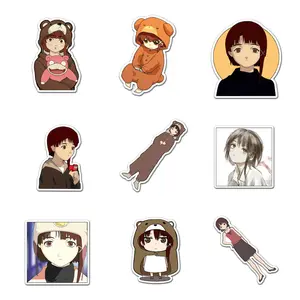 Lain Iwakura Pack 9 PCS Sticker Vinyl, Anime Car Wall Kid Phone Book Stickers, Funny Sticker Decal Decor