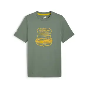 PUMA Mens Porsche Legacy Garage Crews Las Vegas Graphic Crew Neck Short Sleeve Casual Tops Casual - Green