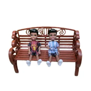 Mini Dollhouse Accessories, 5.5 Inch African Doll Park Chair Christmas Doll Set, Unisex Toy Kit