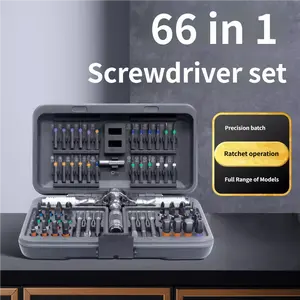 66-in-1 ratchet screwdriver set, multifunctional irregular bits, high-hardness home repair tools for appliances and mobile phones/digital devices, manual screwdrivers