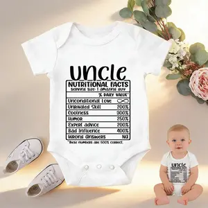 Baby Onesies Uncle Nutritional Facts Print 100% Pure Cotton Non-Irritating Snap Closure Breathable Perfect For Gifting & Everyday