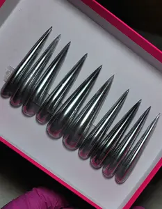 Acrylic Chrome Stiletto Press On Nails