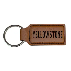 Keychain - Rectangle - Yellowstone - Leather