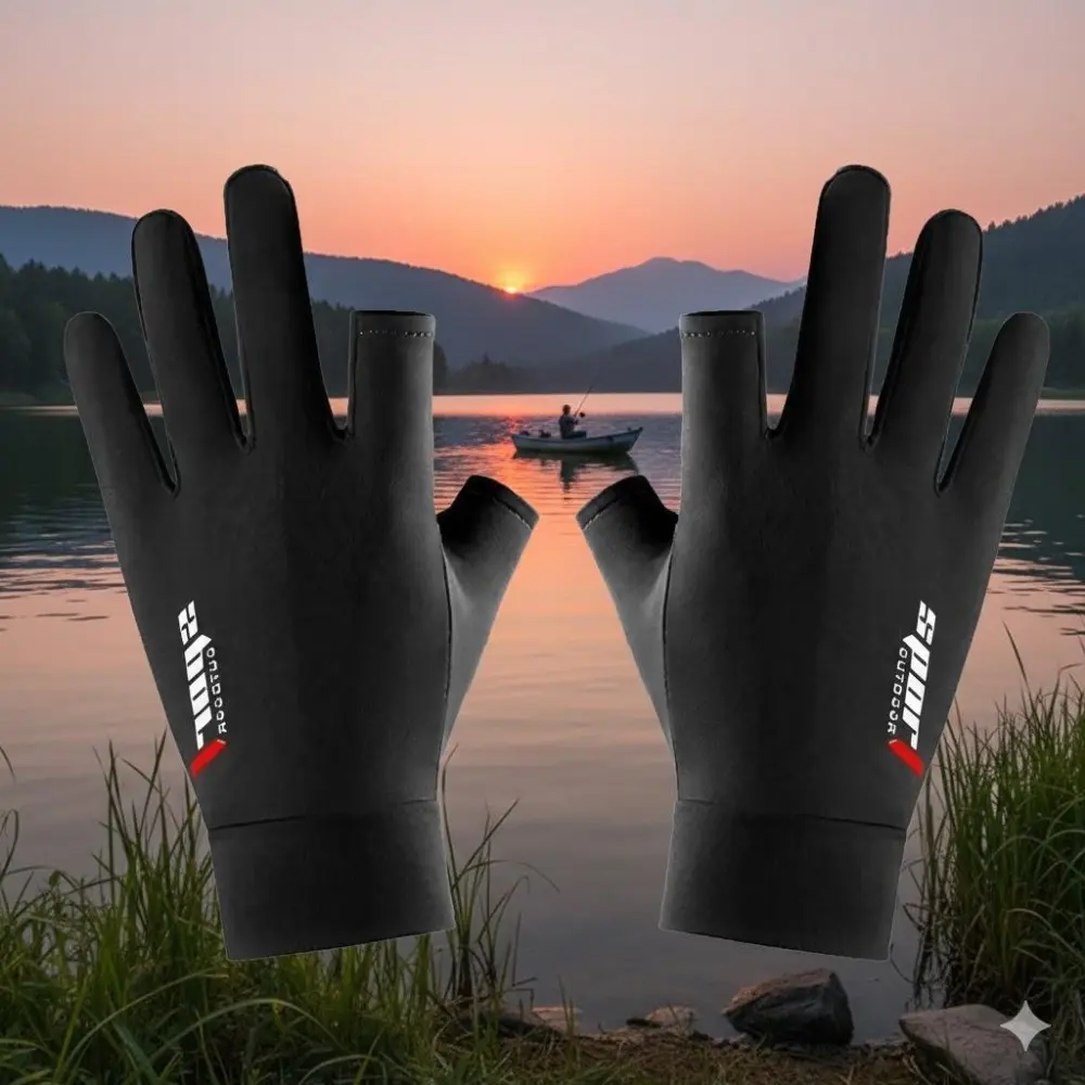 Sun Protection Fishing Gloves, Windproof Waterproof with Flip-Finger Touchscreen Design. Thick Warm Lining, Unisex for Outdoor Sports & Angling. Anti-Slip Durable Palm.