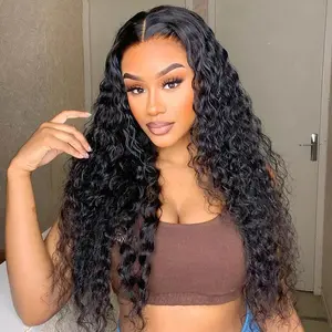 SWAY HAIR Water Wave Pre Bleached Tiny Knots Pre Cut Lace 5x5 HD Wear Go Glueless Wigs Human Hair Wigs For Beginners  180% Density Curly Human Hair Wigs Features an adjustable drawstring design for a comfortable fit on any head shape