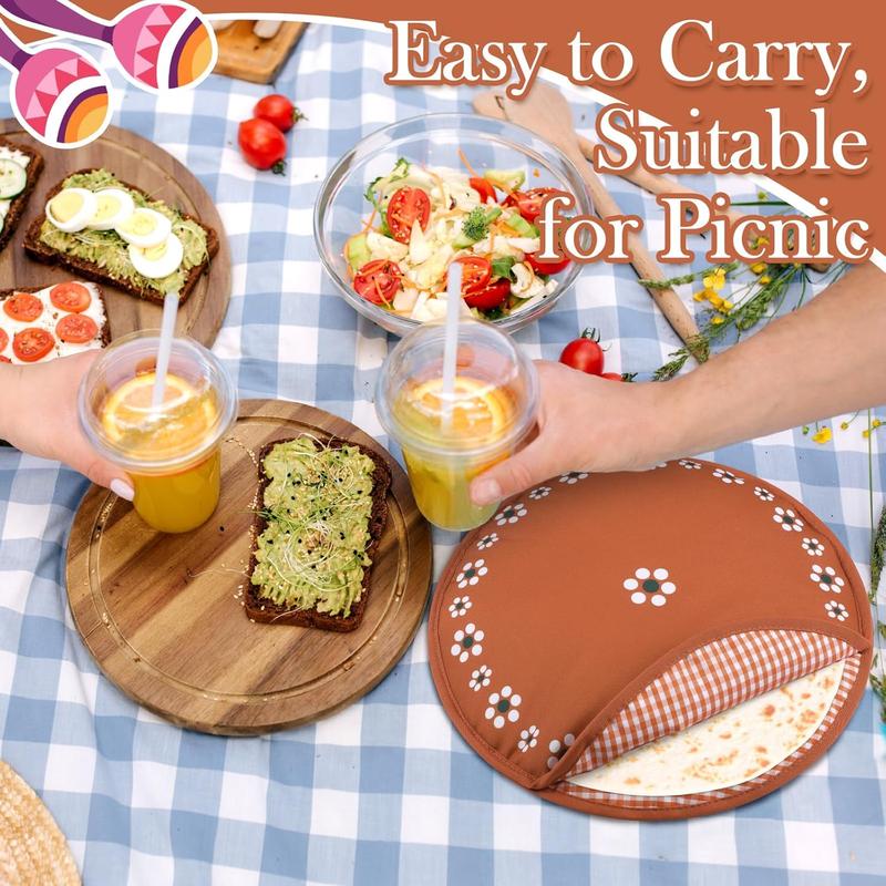 2 count 12 Inch Tortilla Warmer Pouch, Mexican De Barro Talavera Pottery  Microwavable Insulated Cloth Pouch for Tortillas, Tacos, Naan, and Pizza Rolls