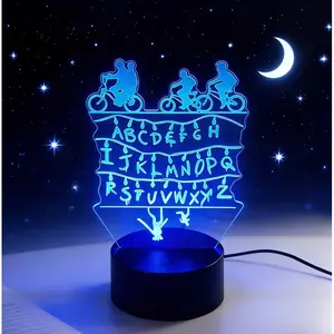 Stranger Things Creative ideas USB Rechargeable 3D Optical Illusion Lamp, Decorative Light for Home Bedroom & Game Room, Gaming Lights,bedroom decor,valentines gift for bf,wall decor easter gifts for kids