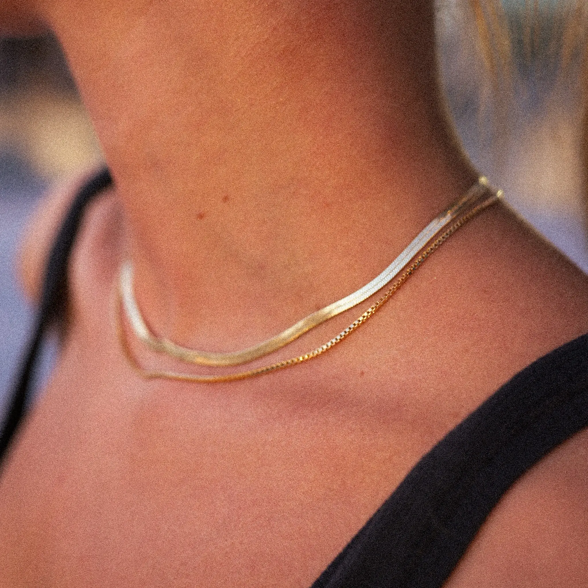 3mm Herringbone Gold Filled Necklace