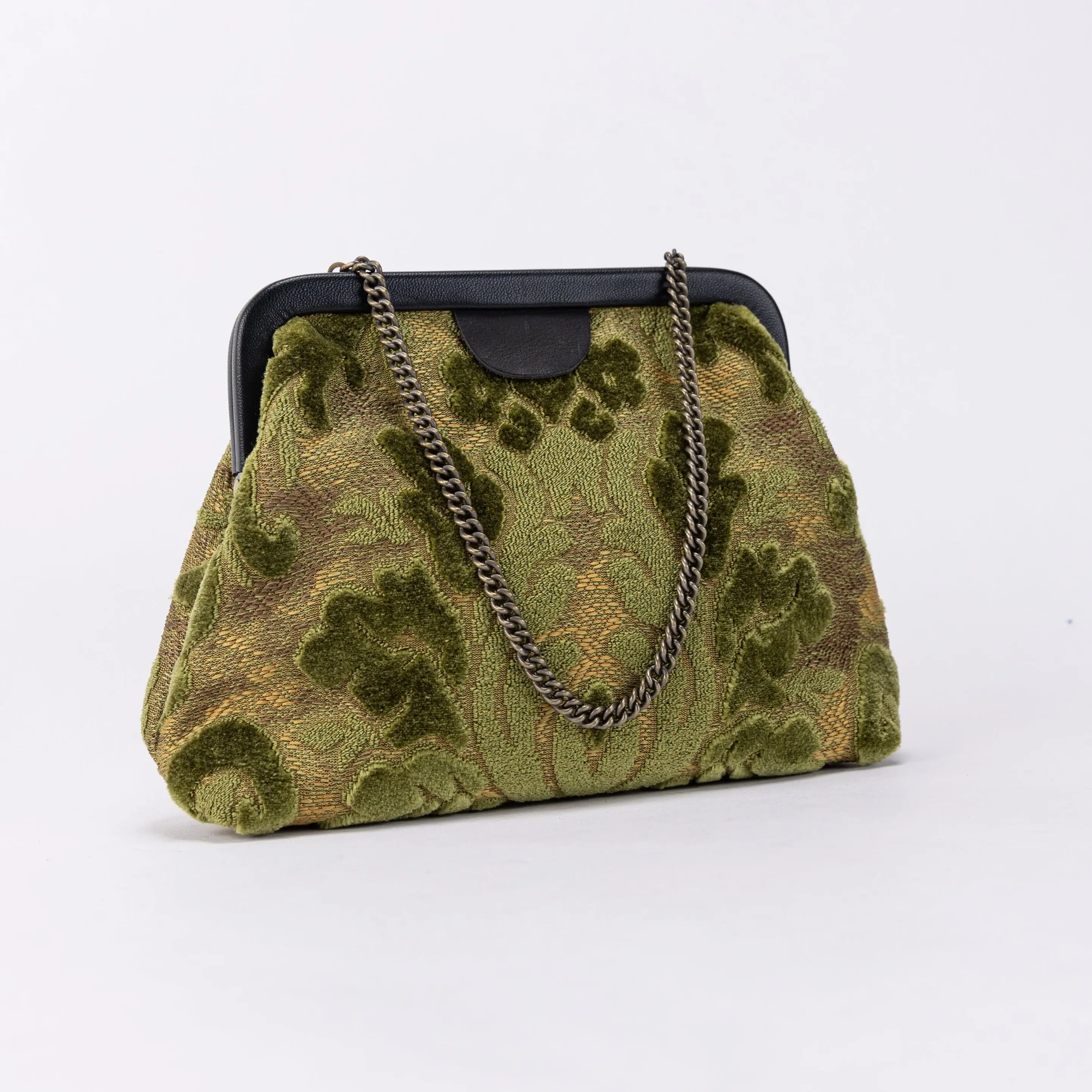 Burnout Velvet Fern Green Alma Clutch Wristlet Purse Evening Purse