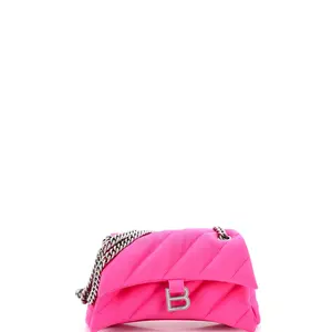 Pre-owned Balenciaga Nylon Shoulder Bags Crush Chain Flap Bag Quilted Small by Rebag