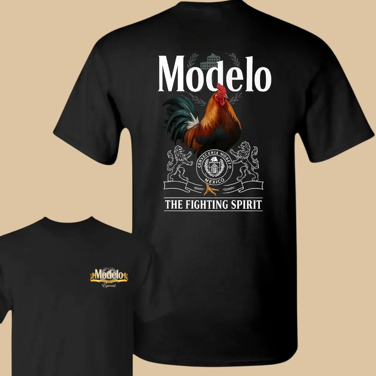 Modelo Fighting Spirit Rooster Shirt - Colorful Rooster With Crest And Vintage Mexican Style , Bold Graphic Tee For Animal Lovers , Funny Farm Shirt , Gift For Rooster Fans , Daily Casual Wear Classic Top