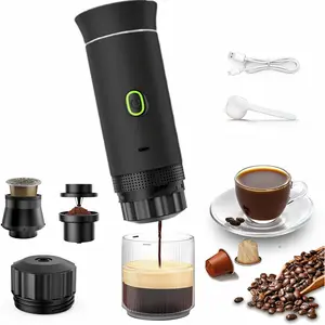 MIUVA 3-in-1 Portable Espresso Maker Mini Coffee Maker for Travel Self-Heating Car Coffee Maker with USB-C 20Bar Pressure 7500mAh Battery Compatible with Ground Coffee & Capsules Value Pack Valentine's Day gift Christmas Gift