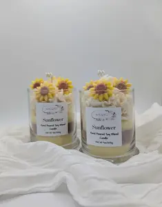 Handcrafted Sunflower Candle: Floral & Earthy Scent, Soy Blend