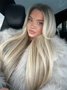 Blonde Brown Highlight 13x4 Lace Front Wig Pre Plucked Hairline Free Part Straight Wig Heat-Resistant Synthetic Wig for Women Daily Wear 28 Inches Lace Frontal Wig