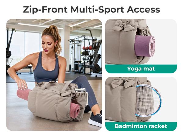 BAGSMART Crush Bow Tote Bag for Women 15.6" Laptop Friendly Lightweight Puffy Handbag with Removable Bow & Multiple Compartments for Travel Work Beach Gym 20L Capacity