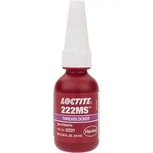 Loctite 10 mL Bottle, Purple, Low Strength Liquid Threadlocker Series 222MS, 24 hr Full Cure Time, Hand Tool Removal 135333