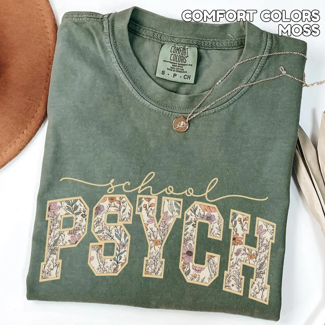 Comfort Colors School Psych T-Shirt, School Psychologist T-Shirt, Gift for School Psychologist Gift, Minimalist School Psych Tee Floral T-Shirt