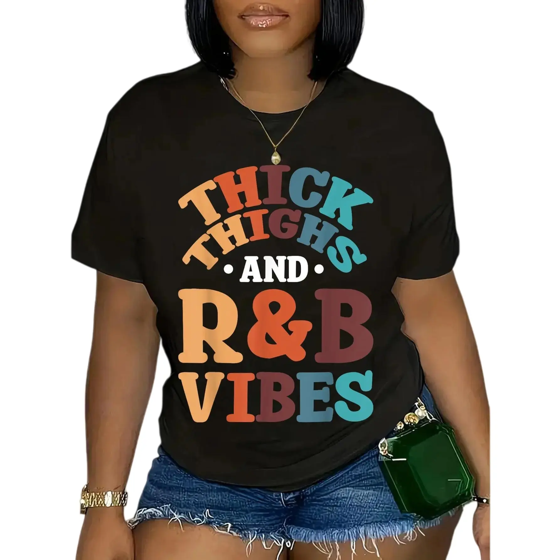 T-Shirt 100% Cotton Unisex Thick Thighs 90s R&B Vibes Boho Style