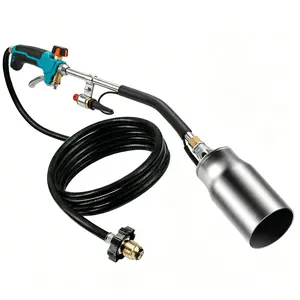 Propane Torch Weed Burner with 13.5 FT Long Hose, Adjustable Self Igniting Flame Thrower, Heavy Duty Turbo Blow Torch for Garden Weeds Removal, Wood Burning, Ice Snow Melting, Stump Removal, Outdoor Grilling