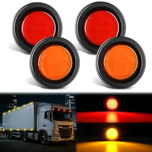 Nilight 2.5Inch Marker Light 4PCS Red Amber 13LED Marker Clearance Light Flush Mount With Plug Grommet Pigtail Hardwired DOT Compliant For 12V Truck Trailer Tractor Buses Vans Boat