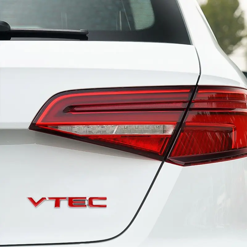 3D Red VTEC Logo Metal Car Styling Emblem Tail Body Badge Alloy Sticker Automotive Decoration for Honda Civic Accord Odyssey Spirior Fit CRV SUV City Vezel HRV Jazz Prelude Insight Car Decals