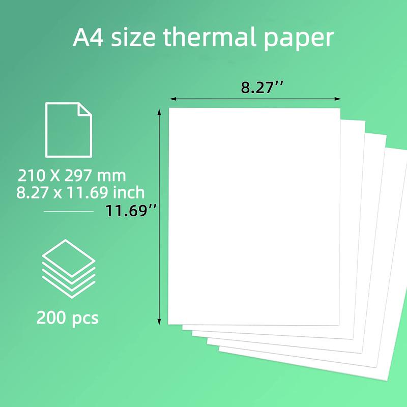 JOYYE A4 Thermal Printing Paper, 200 Sheets A4 Size, Office Printing Paper, Back To School Stationery Supplies, Compatible with Thermal Printer JOYYE A4 Thermal Printing Paper, 200 Sheets A4 Size, Office Printing Paper, Back To School Stationery Supplies, Compatible with Thermal Printer