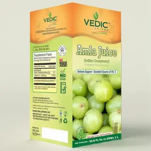 Vedic Amla Juice 1 L - Immune Support, Excellent Source of Vitamin C - Sugar Free , Natural