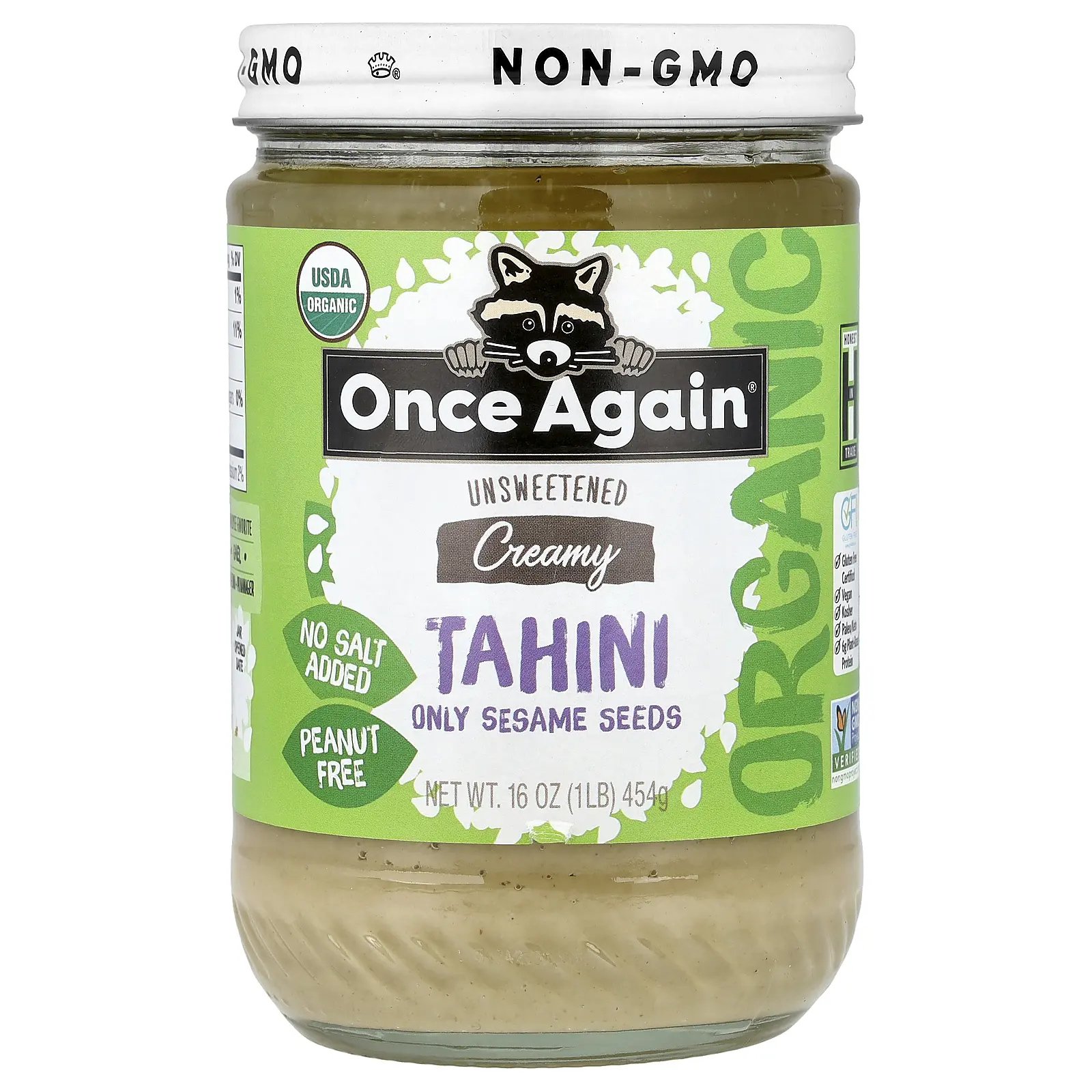 Once Again Tahini, Only Sesame Seeds, Creamy, Unsweetened, 16 oz (454 g)