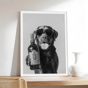 Funny Chocolate Labrador Rum _ Bar C,Pet & Animal Canvas Print, Minimalist & Neutral-Style Poster, Bedroom Aesthetic Wall Decor.