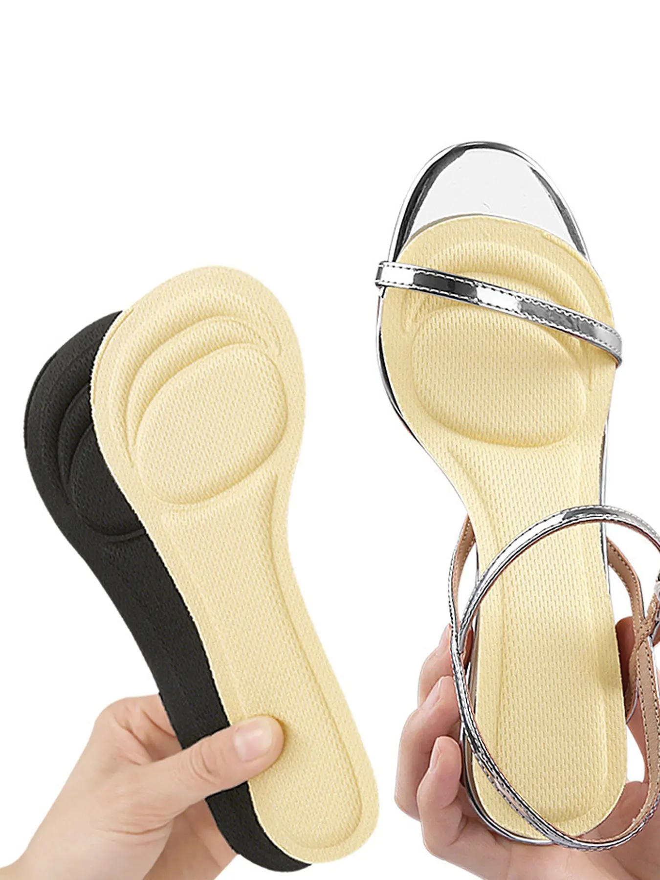 Breathable Sponge Insoles, Lightweight Insoles, Cushioned Insoles, Adjustable 3/4 Length Adhesive Heel Cushions, Shock Absorption for High Heels and Women's Loose Shoes, Shock Absorbing Insoles