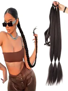 KAIRIYA 30 Inch Long Ponytail with Elastic Tie - Synthetic Braided Hairpiece for Women, Perfect for Holiday Parties, Weddings & Daily Wear, Synthetic Hair Pieces