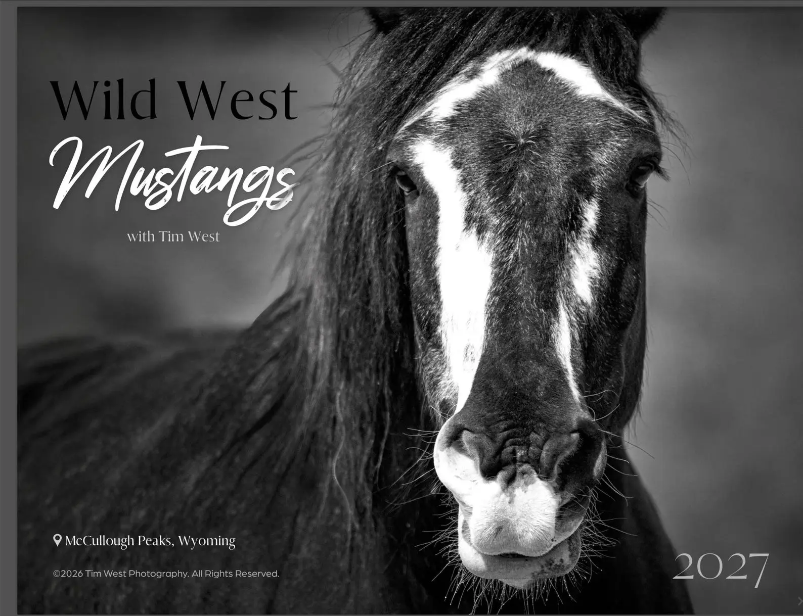 Wild Horse 2027 Black and White Wall Calendar – Utah, Wyoming & Colorado Tim West