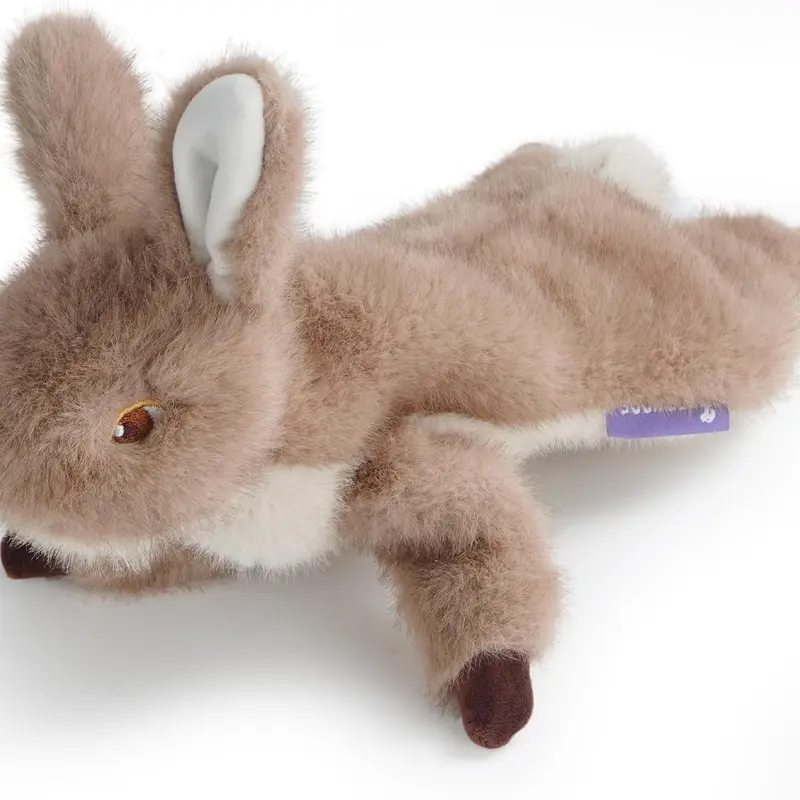 Fuzzwoof FluffBunny Squeaky Dog Toy - Lifelike Rabbit Animal Print Flat Ultra-Durable Item with Super Soft Fabric, Puppy Dental Health & High-Pitched Prey Sounds, Interactive Go-Fetch for All Breeds