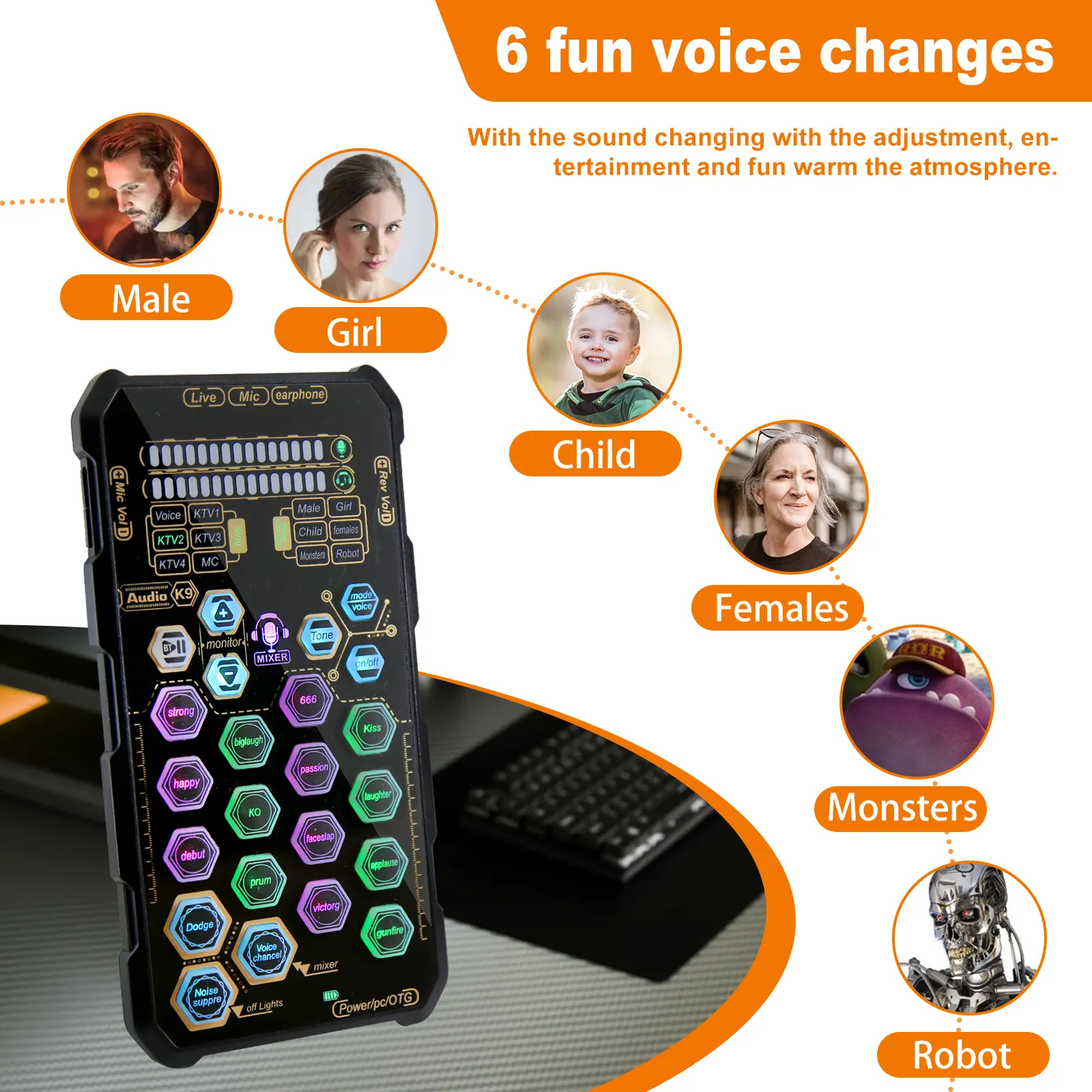 HOSABELY SK9 Wired Small Handheld Live Sound Card Set – Portable
