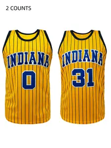 Men's Basketball Jersey, Lightweight Jersey, Loose Stitched Name & Number Basketball Vest, Casual Breathable Crew Neck Sleeveless Sports Top for Outdoor Games, Athletic Top